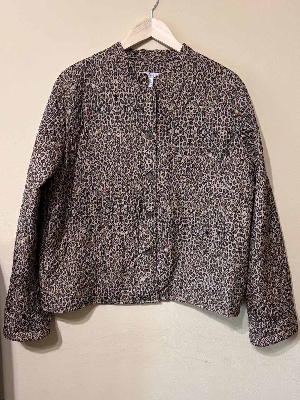 Vintage Natalie & Me Animal Print Quilted Jacket - Brown/Black